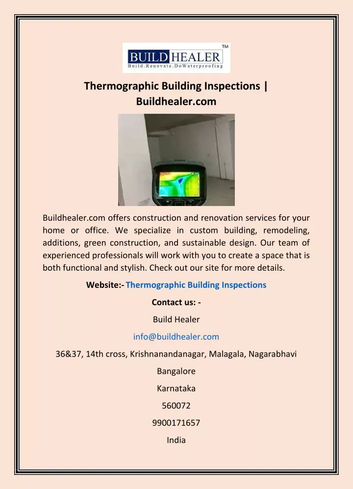 thermographic building inspections buildhealer com