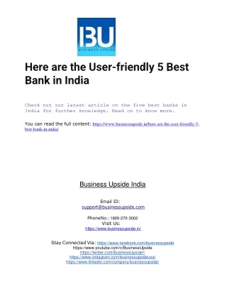Here are the User-friendly 5 Best Bank in India