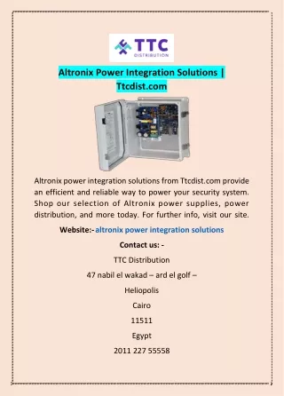Altronix Power Integration Solutions | Ttcdist.com