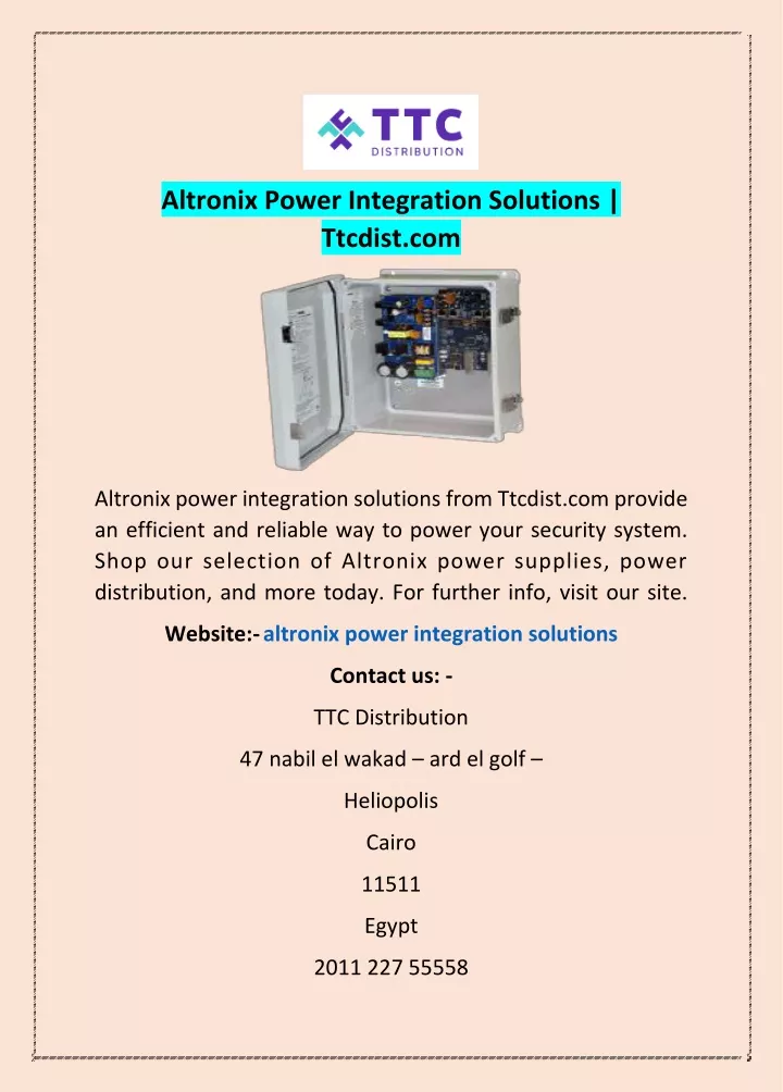 altronix power integration solutions ttcdist com