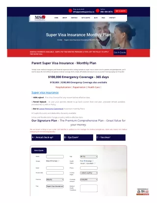 Purchasing Super Visa Insurance Monthly Payment