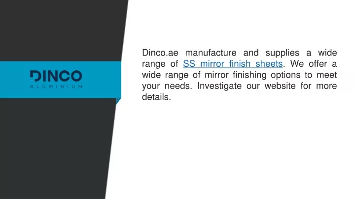 dinco ae manufacture and supplies a wide range