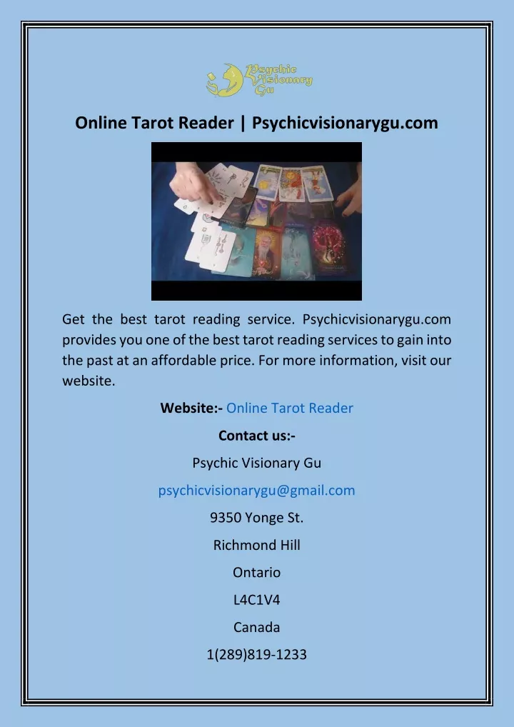 online tarot reader psychicvisionarygu com