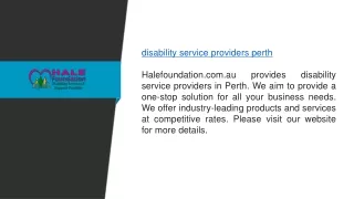 Disability Service Providers Perth  Halefoundation.com.au