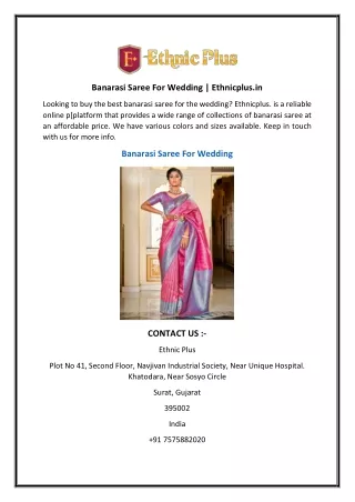 Banarasi Saree For Wedding  Ethnicplus.in
