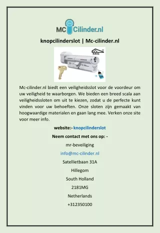 knopcilinderslot | Mc-cilinder.nl