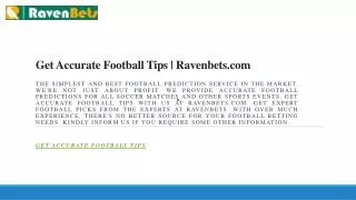 Get Accurate Football Tips  Ravenbets.com