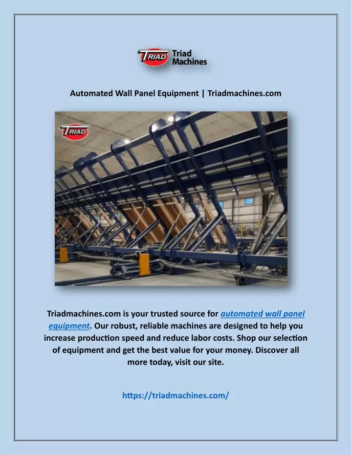 automated wall panel equipment triadmachines com