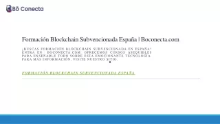 Formación Blockchain Subvencionada España Boconecta.com