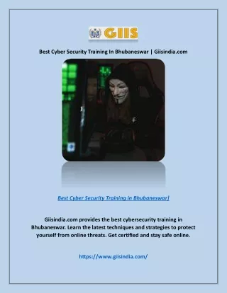 Best Cyber Security Training In Bhubaneswar | Giisindia.com