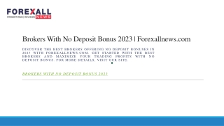 Brokers With No Deposit Bonus 2023  Forexallnews.com