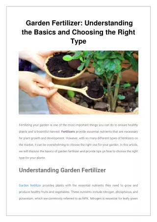garden fertilizer understanding the basics