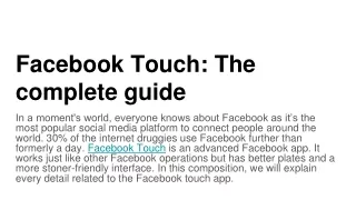 Facebook Touch_ The complete guide