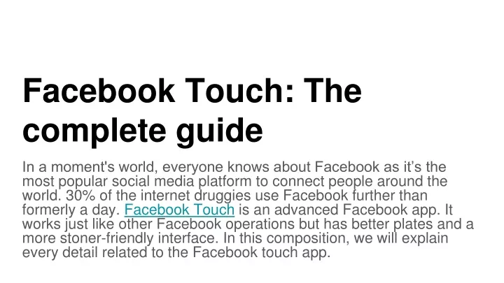 facebook touch the complete guide