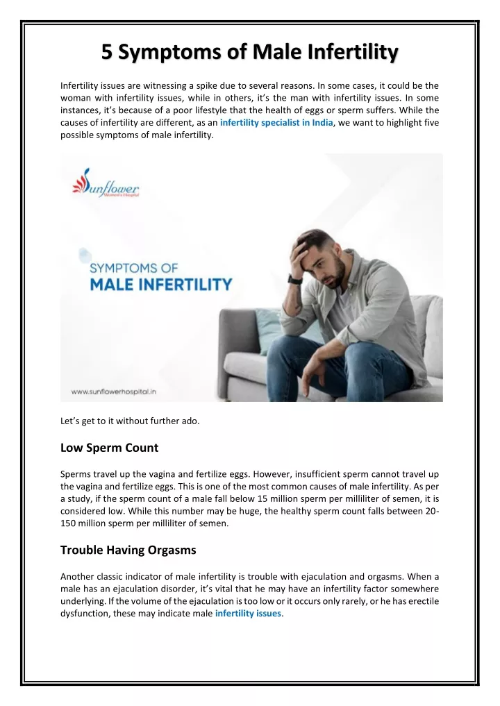 5 symptoms of male infertility