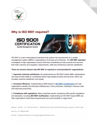 Why is ISO 9001 required?