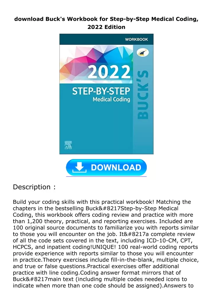 PPT - Download Buck's Workbook For Step-by-Step Medical Coding, 2022 ...