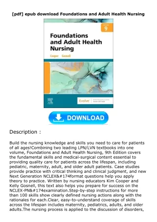[pdf] epub download Foundations and Adult Health Nursing