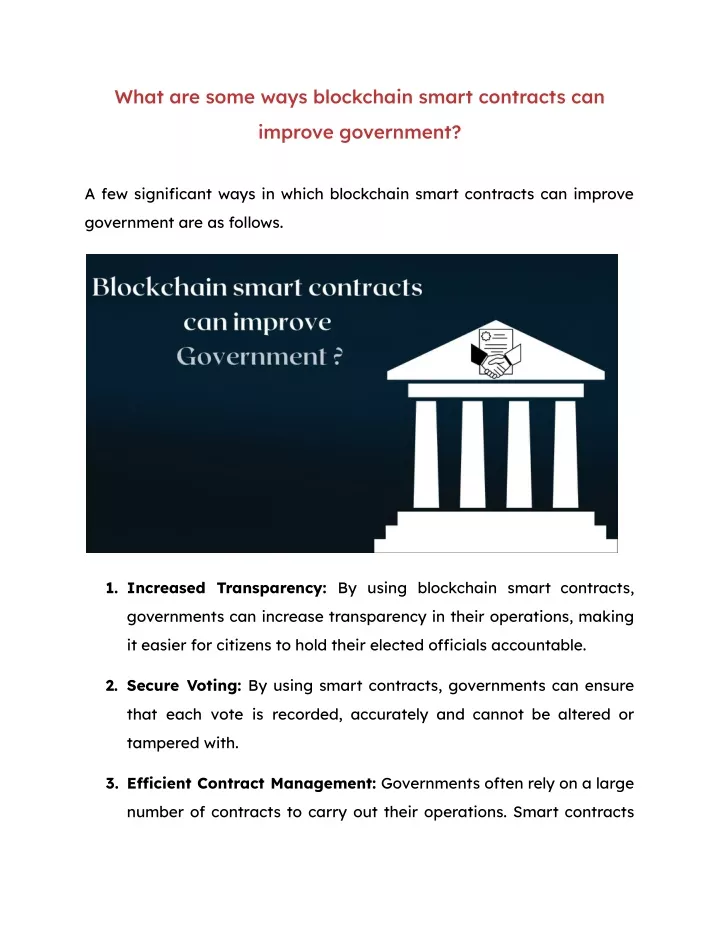 what are some ways blockchain smart contracts can