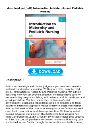 download get [pdf] Introduction to Maternity and Pediatric Nursing
