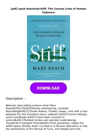 [pdf] epub download Stiff: The Curious Lives of Human Cadavers
