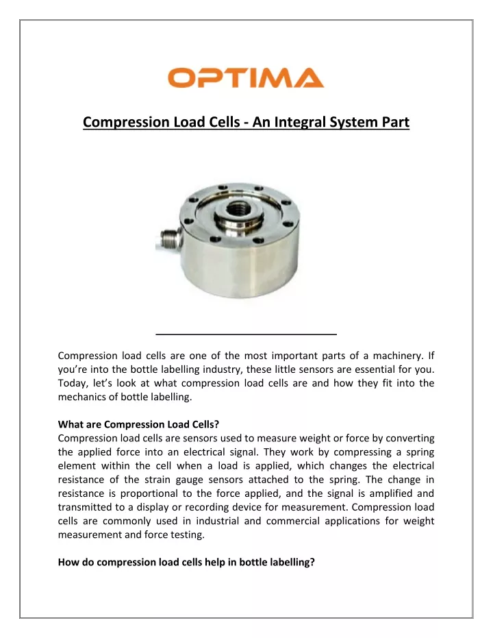 compression load cells an integral system part