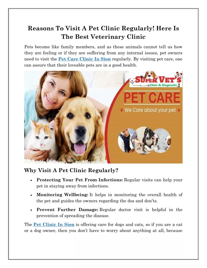 reasons to visit a pet clinic regularly here