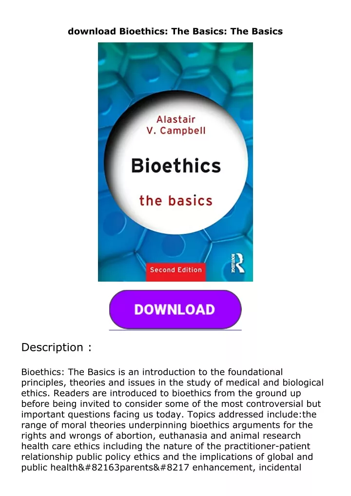 PPT - Download Bioethics: The Basics: The Basics PowerPoint ...