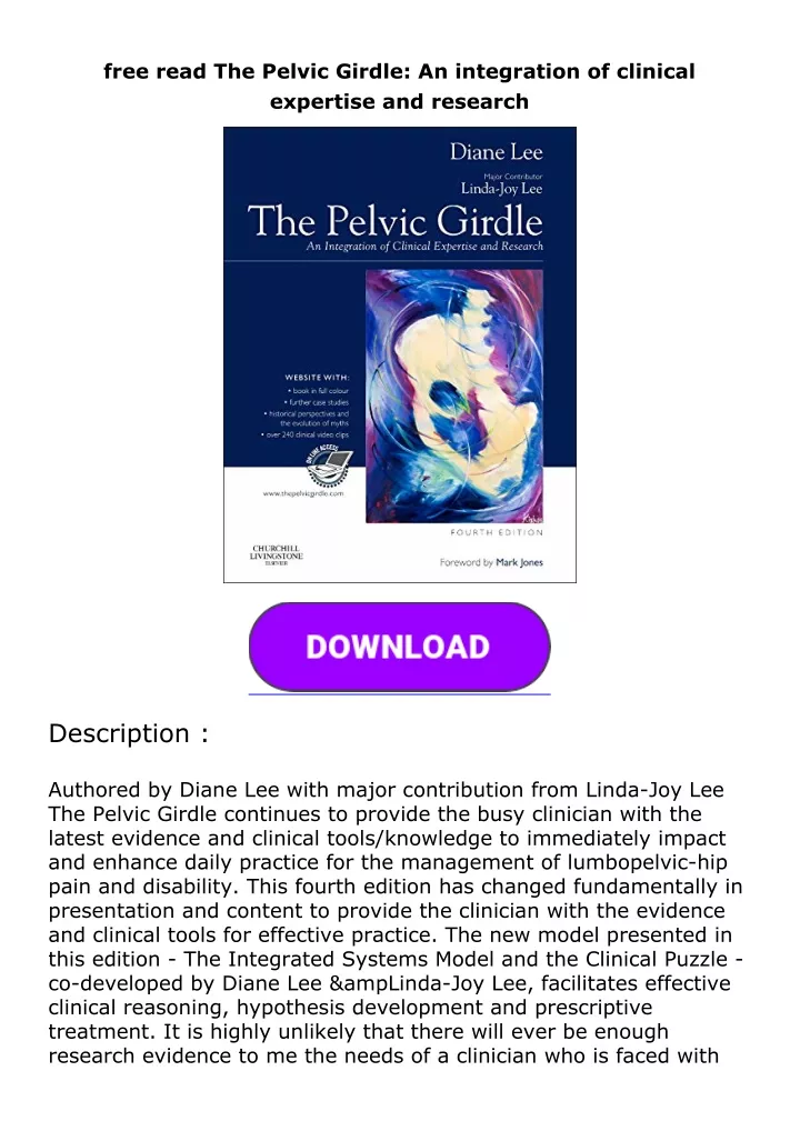 free read the pelvic girdle an integration