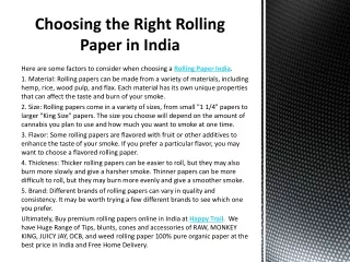 Choosing the Right Rolling Paper in India