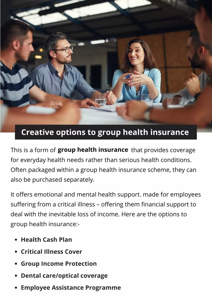 creative options to group health insurance