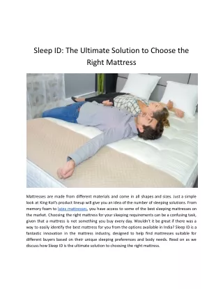 Sleep ID The Ultimate Solution to Choose the Right Mattress