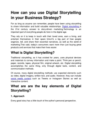 How can you use Digital Storytelling in your Business Strategy