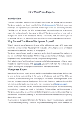 Hire WordPress Experts