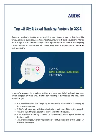 top 10 gmb local ranking factors in 2023 google