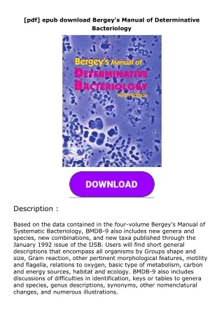 [pdf] epub download Bergey's Manual of Determinative Bacteriology