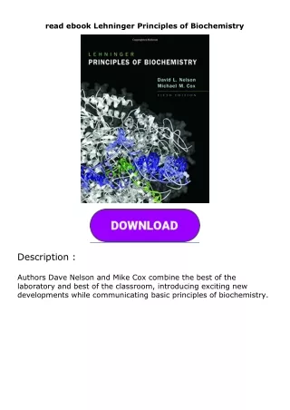 read ebook Lehninger Principles of Biochemistry