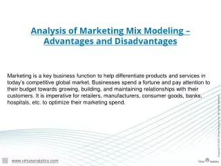 Analysis of Marketing Mix Modeling – Advantages and Disadvantages