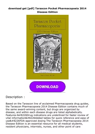 download get [pdf] Tarascon Pocket Pharmacopoeia 2014 Disease Edition