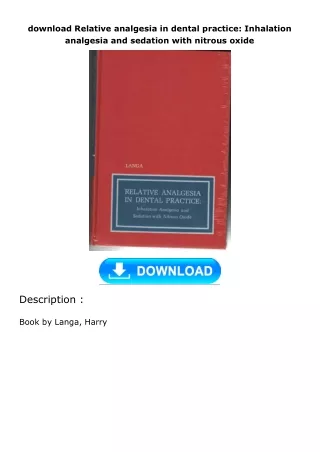 download Relative analgesia in dental practice: Inhalation analgesia and