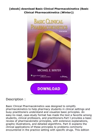 [ebook] download Basic Clinical Pharmacokinetics (Basic Clinical