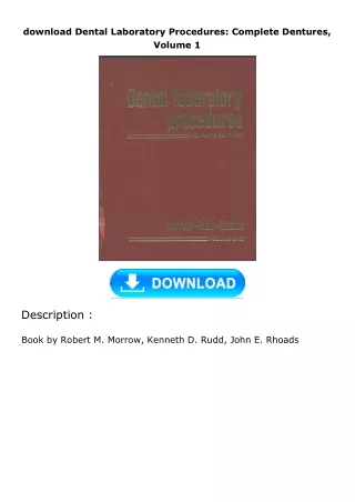 download Dental Laboratory Procedures: Complete Dentures, Volume 1