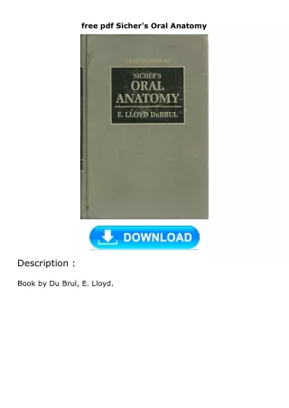 free pdf Sicher's Oral Anatomy