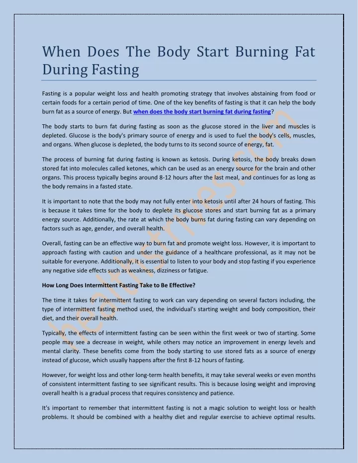 when does the body start burning fat during