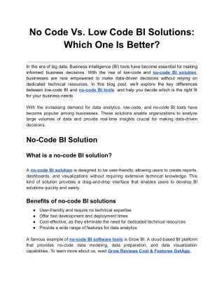 no code vs low code bi solutions which