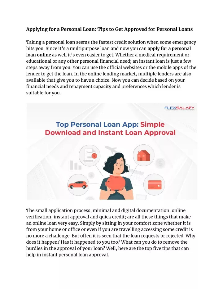 applying for a personal loan tips to get approved