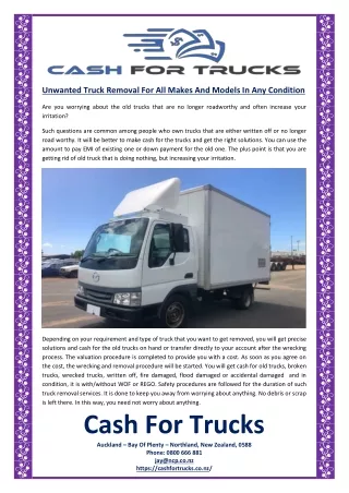 Unwanted Truck Removal For All Makes And Models In Any Condition