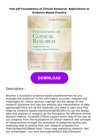 free pdf Foundations of Clinical Research: Applications to Evidence-Based