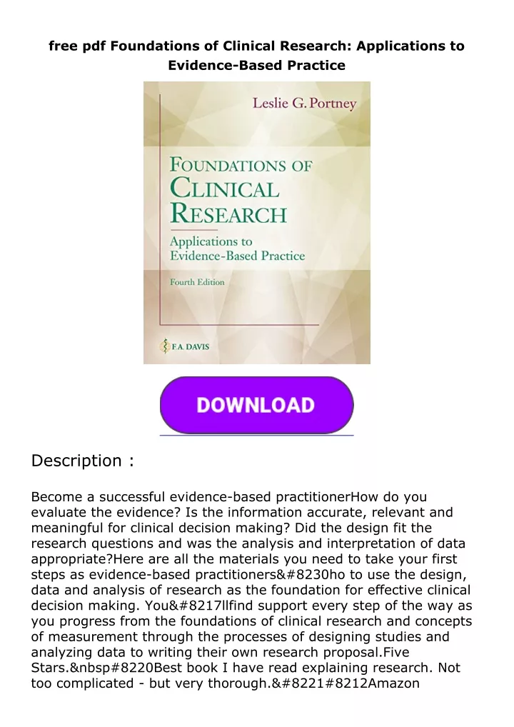 free pdf foundations of clinical research