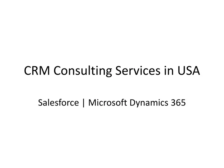 crm consulting services in usa